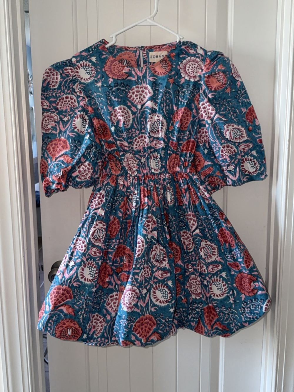 Sohan Blue Floral Smocked Waist Casual Dress